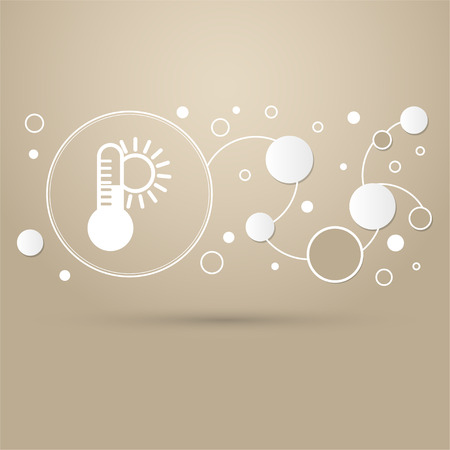 temperature, Medicine thermometer, Weather climate icon on a brown background with elegant style and modern design infographic. illustrationの写真素材