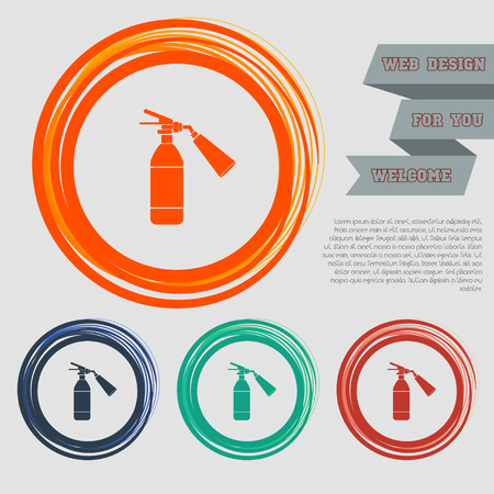 fire extinguisher Icon on the red, blue, green, orange buttons for your website and design with space text. illustrationの写真素材