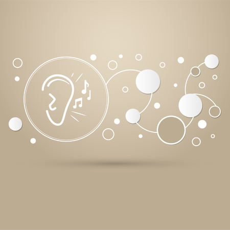 Ear listen sound signal icon on a brown background with elegant style and modern design infographic. illustrationの写真素材