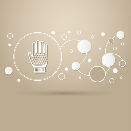 gloves icon on a brown background with elegant style and modern design infographic. illustrationの写真素材
