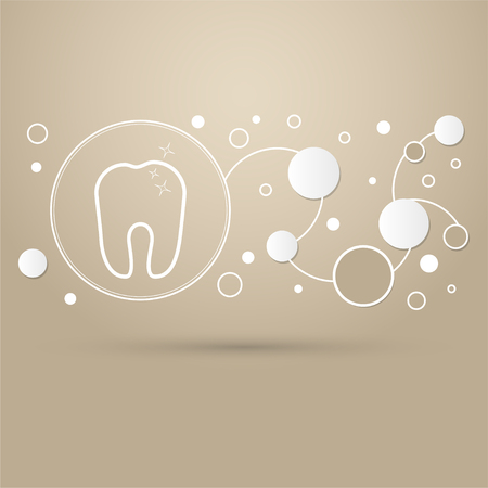 Tooth Icon on a brown background with elegant style and modern design infographic. illustrationの写真素材