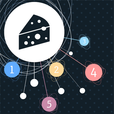 Cheese icon with the background to the point and with infographic style. illustrationの写真素材