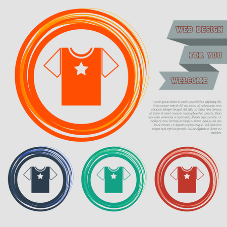 t-shirt icon on the red, blue, green, orange buttons for your website and design with space text. illustrationの写真素材