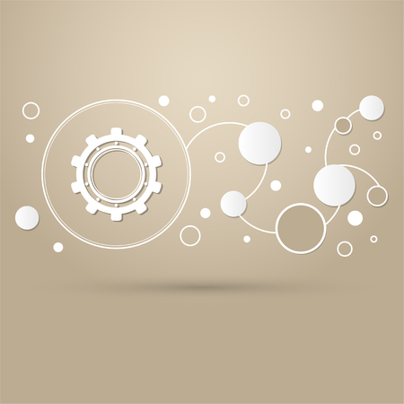 Gear, cog icon on a brown background with elegant style and modern design infographic. illustrationの写真素材