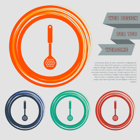 Cooking Icons on the red, blue, green, orange buttons for your website and design with space text. illustrationの写真素材