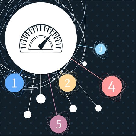 Speedometer icon with the background to the point and with infographic style. illustrationの写真素材