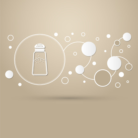 Salt or pepper shakers, Cooking spices icon on a brown background with elegant style and modern design infographic. illustrationの写真素材