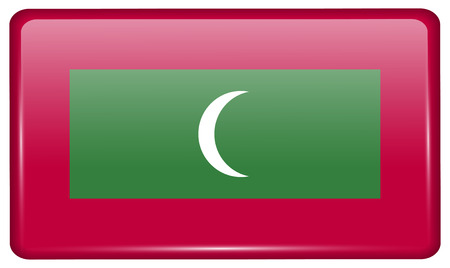 Flags of Maldives in the form of a magnet on refrigerator with reflections light. illustrationの写真素材