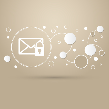 Secret mail icon on a brown background with elegant style and modern design infographic. illustrationの写真素材