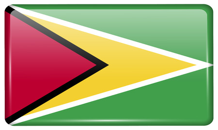 Flags of Guyana in the form of a magnet on refrigerator with reflections light. illustrationの写真素材