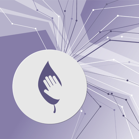 environmental protection icon on purple abstract modern background. The lines in all directions. With room for your advertising. illustrationの写真素材