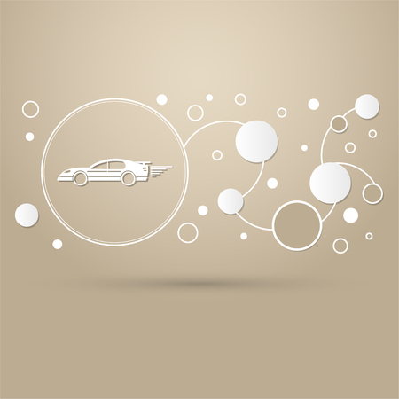Super Car icon on a brown background with elegant style and modern design infographic. illustrationの写真素材