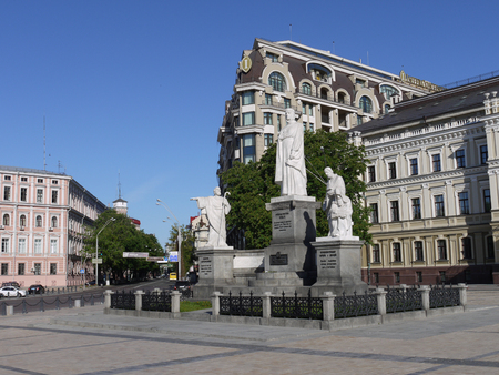 The monument to Princess Olga, the holy Apostle Andriy Pervozvannym and the enlighteners of Cyril and Methodius. Kiev. Ukraineのeditorial素材