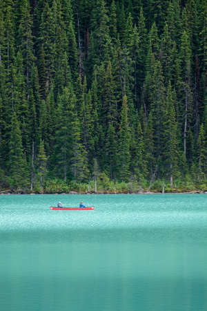People Canoeing at Lake Louiseの写真素材