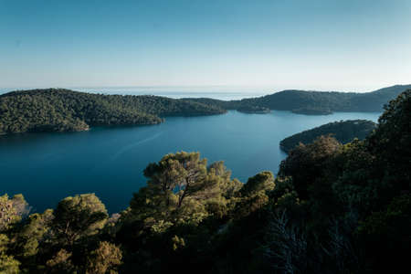 Panoramic view of a lake at Mljet National Park in Croatia Europeの写真素材
