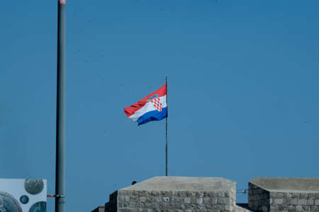 Croatian flag in the windの写真素材