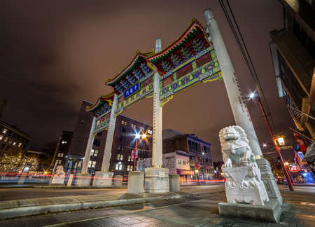 VANCOUVER, BC, CANADA - NOV 04, 2015: The Millennium Gate leading into Vancouvers Chinatown.のeditorial素材