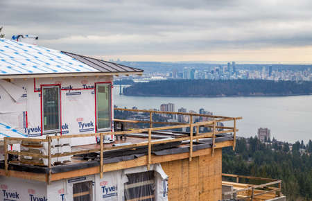 WEST VANCOUVER, BC, CANADA - FEB 10, 2016: New home being built in West Vancouvers British...
