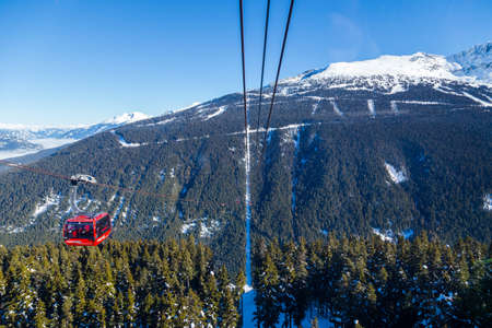 WHISTLER, BC, CANADA - JAN 14, 2019: The Peak 2 Peak connects Blackcomb and Whistler and is the...