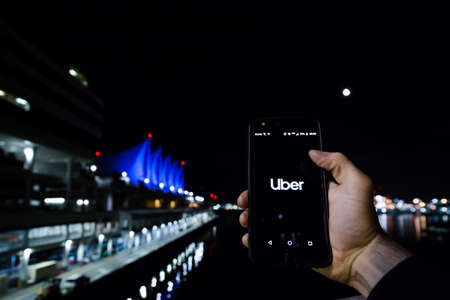 VANCOUVER, BC, CANADA - SEPT 1, 2019: British Columbia passed legistlation that allows ride hailing services to operate in the Metro Vancouver area and could cause a major disruption to the taxi industry.のeditorial素材