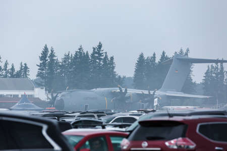 ABBOTSFORD, BC, CANADA - AUG 11, 2019: German Airforce Airbus A400 static display at the Abbotsford International Airshow.のeditorial素材