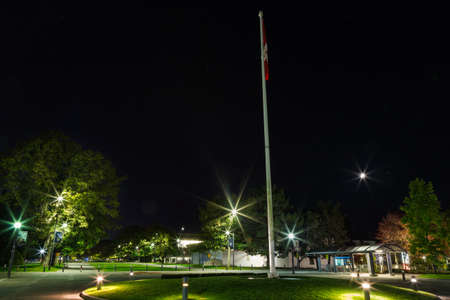 VANCOUVER, BC, CANADA - OCT 05, 2019: Main concourse on the UBC campus at nightのeditorial素材