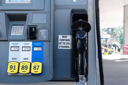 Front view of a gasoline pump with no logos .