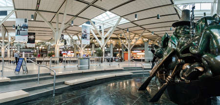 RICHMOND, BC, CANADA - MAR 29, 2020: International departures section of YVR which is nearly empty due to the COVID-19 coronavirus pandemic.のeditorial素材