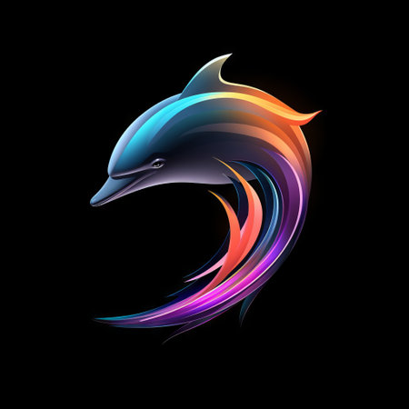 Abstract dolphin illustration with vibrant colors.の素材