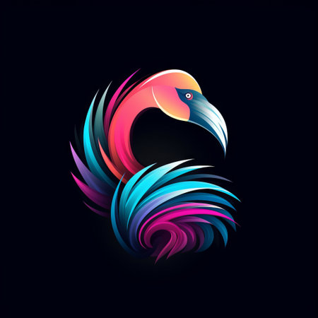 Abstract flamingo illustration with colorful feathers.の素材