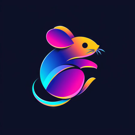 A colorful, abstract mouse design with a gradient background.の素材