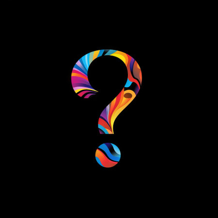 A colorful question mark on a black background.の素材