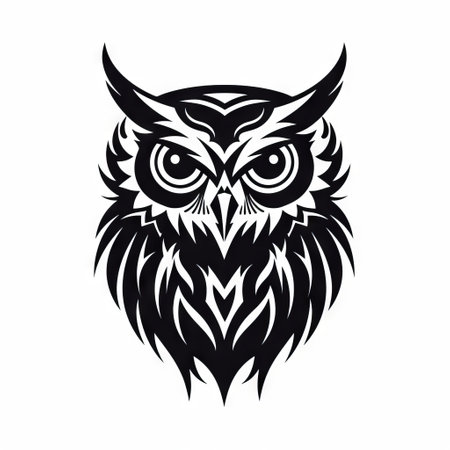 A detailed illustration of an owl's head.の素材