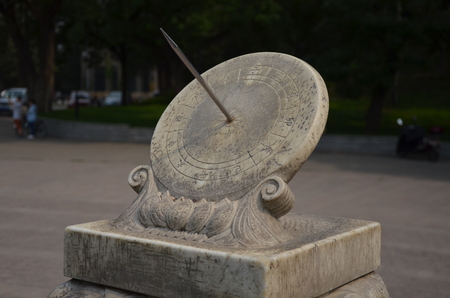 Tsinghua garden Sundial timingの写真素材