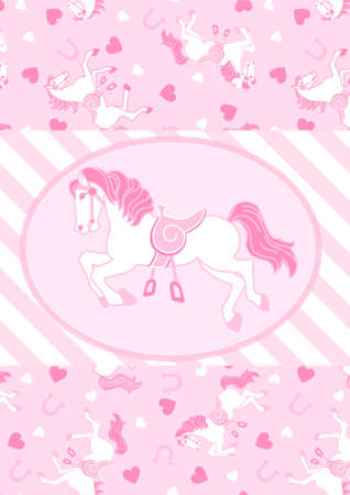 Pretty pink horses のイラスト素材