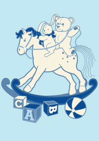 Rocking horse and friendsのイラスト素材