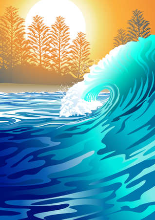 Surf at Sunriseのイラスト素材