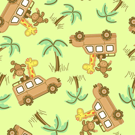 On safari seamless patternのイラスト素材