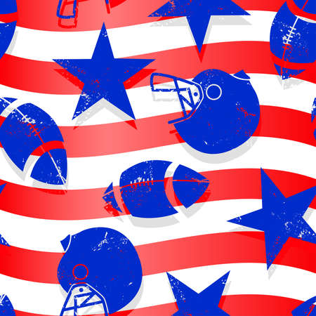 Stars and Stripes football seamless pattern.のイラスト素材