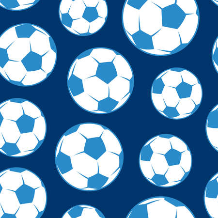 Soccer ball seamless pattern on a blue background.のイラスト素材
