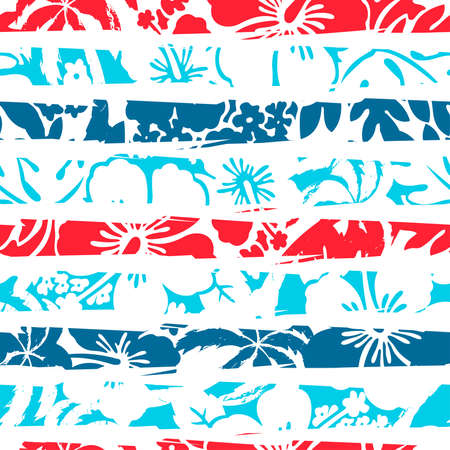 Hibiscus tropical stripe seamless pattern .のイラスト素材