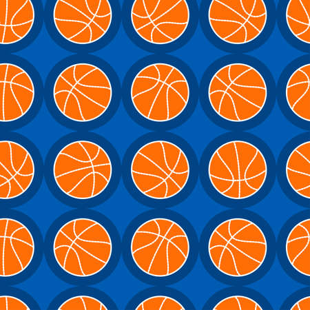 Basketball sports seamless pattern on a blue background .のイラスト素材