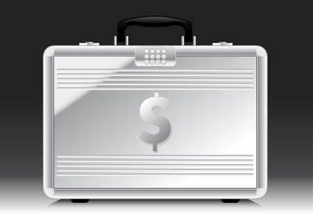Silver suitcase with $ sign on sideのイラスト素材