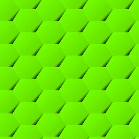 Green geometric hexagon background seamless pattern with shadow .のイラスト素材