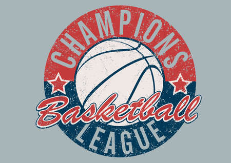 Basketball Champions league distressed print .のイラスト素材