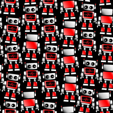 Little red and white robot seamless pattern .のイラスト素材
