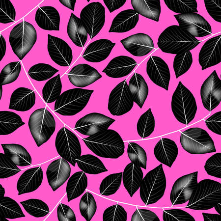 Tropical black leaves in a seamless pattern .のイラスト素材