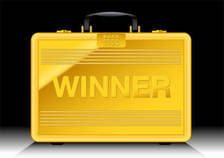 Gold suitcase with WINNER sign on side .のイラスト素材