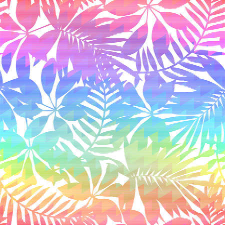 Tropical leaf chevron rainbow seamless pattern .