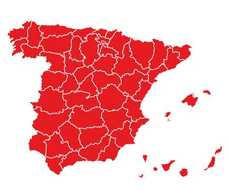 hi detailed map of spain - red